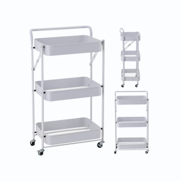 Wózek mobilny na kółkach regał składany 3 półki