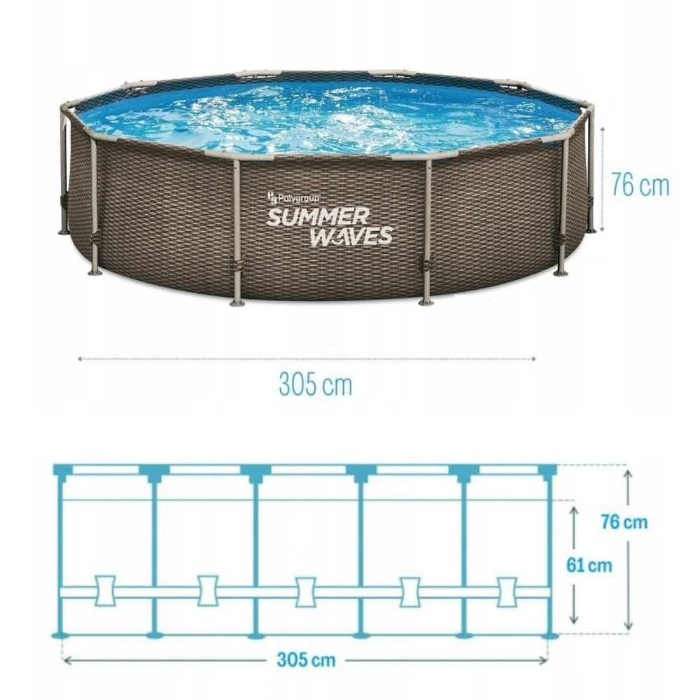 Basen Stelażowy Ogrodowy Okrągły Polygroup Limited 366 x 