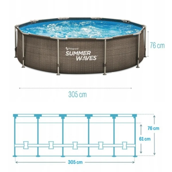 Basen Stelażowy Ogrodowy Okrągły Polygroup Limited 366 x 
