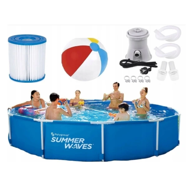 Basen Stelażowy Ogrodowy 305 x 76 cm z Pompą – Zestaw Mo