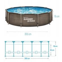 Basen Stelażowy Ogrodowy Ratan 366x76 cm ze Skimmerem – Model 2025
